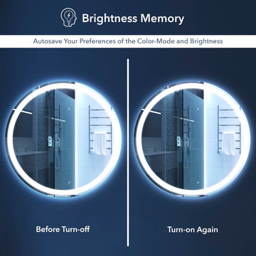 Dane 27 Round Frameless Anti-Fog Aluminum Front/Back-lit Tri-color LED Bathroom Vanity Mirror with Smart Touch Control - JONATHAN Y
